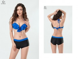 Bikini xanh dương cách điệu kết hợp quần đùi 19008