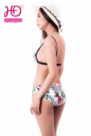 Bikini cạp thấp lá dừa xanh viền đen 17055
