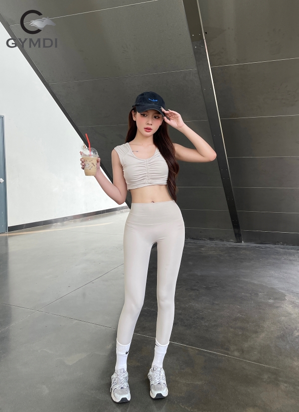 Bộ tập thể thao áo ba lỗ nhún ngực -  quần dài 