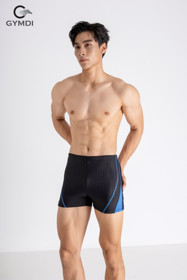 Quần  bơi nam cao cấp đen phối xanh dương