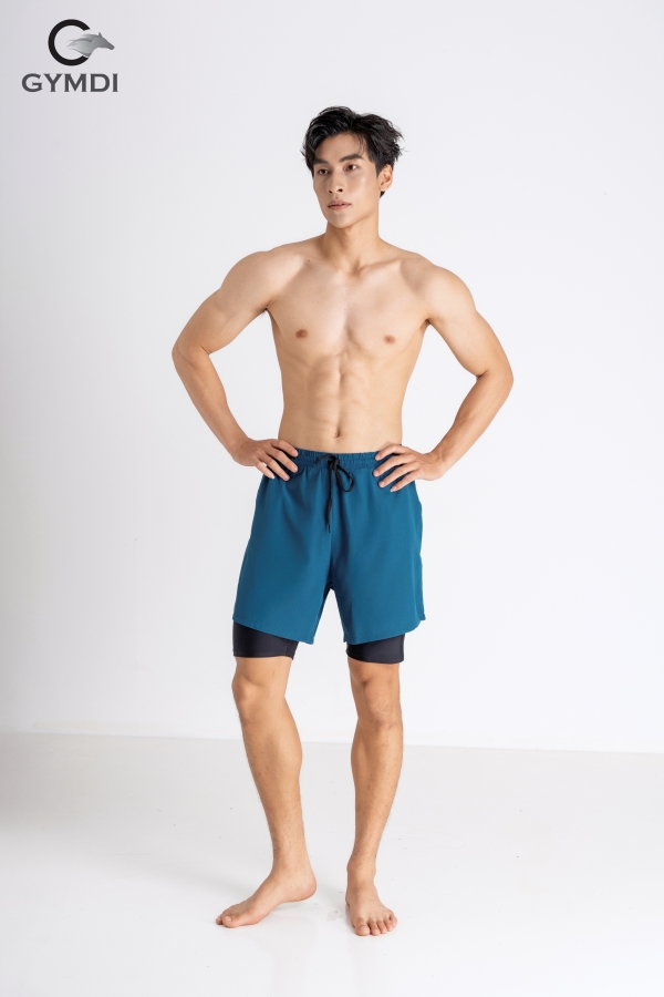 Quần đi biển hai lớp xanh lý