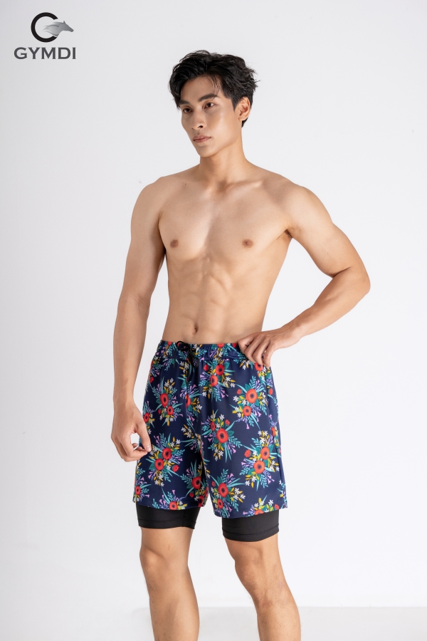 Quần đi biển hai lớp xanh than