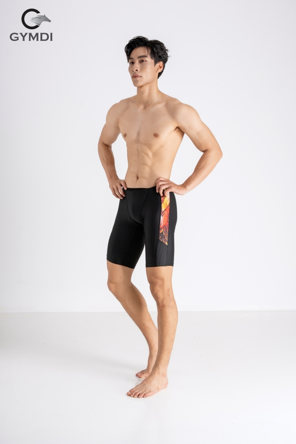 Quần bơi nam cao cấp phối kẻ đỏ