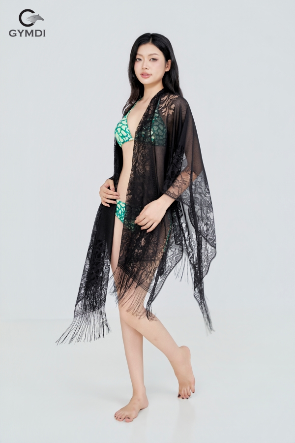 Aó choàng lưới ren đi biển đen