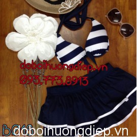 Bikini váy thủy thủ xanh đen