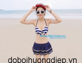 Bikini váy thủy thủ xanh đen