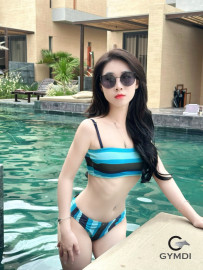 Bikini cạp thấp kẻ xanh