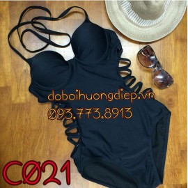 Bộ bơi liền mảnh khoét hông đan dây  