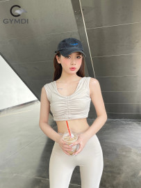Bộ tập thể thao áo ba lỗ nhún ngực -  quần dài 