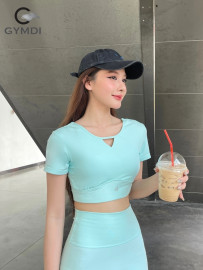 Bộ tập thể thao áo cộc tay xanh mint -quần dài