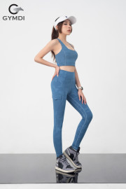 Bộ tập thể thao xanh blue - quần có túi