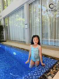 Bộ liền bé gái xanh dương