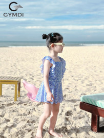 Bộ liền váy bé gái hoa xanh