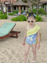 Bộ liền bé gái sóng xanh