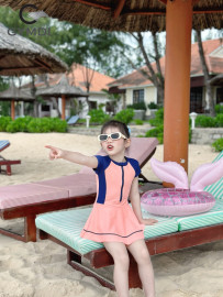 Bộ liền váy bé gái cộc tay 
