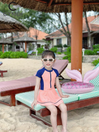Bộ liền váy bé gái cộc tay 
