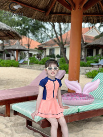 Bộ liền váy bé gái cộc tay 