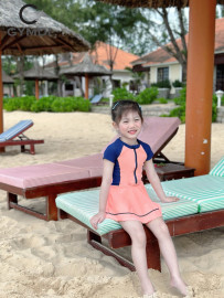 Bộ liền váy bé gái cộc tay 