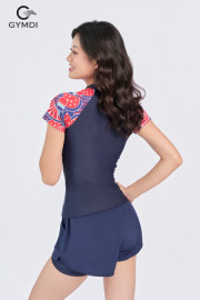 Bộ bơi cộc tay quần hai layer xanh than