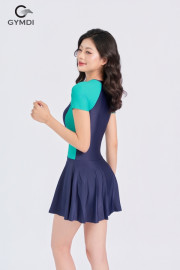 Bộ bơi liền váy cộc tay phối xanh