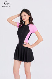 Bộ bơi liền váy cộc tay phối hông