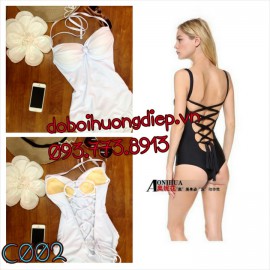 Áo tắm một mảnh dây đan chéo lưng C001