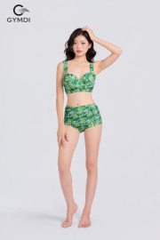 Bikini cạp cao cup ngực  xanh 