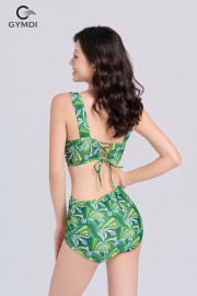 Bikini cạp cao cup ngực  xanh 
