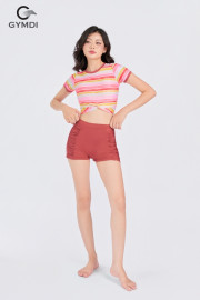 Bikini cạp cao áo croptop cộc tay 