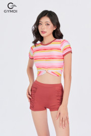 Bikini cạp cao áo croptop cộc tay 