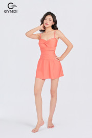 Bộ bơi liền mảnh váy cam 