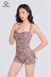 Bộ bơi liền mảnh quần đùi hai dây cúp ngang nâu 