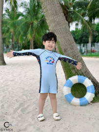 Bộ liền quần đùi bé trai dài tay khủng long 
