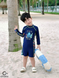 Bộ liền quần đùi bé trai dài tay bạch tuộc