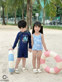 Bộ liền quần đùi bé trai dài tay bạch tuộc