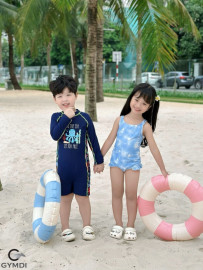 Bộ liền quần đùi bé trai dài tay bạch tuộc