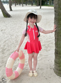 Bộ liền cộc tay bé gái hồng