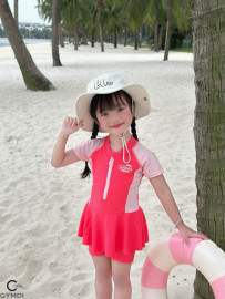 Bộ liền cộc tay bé gái hồng