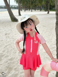 Bộ liền cộc tay bé gái hồng