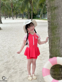 Bộ liền cộc tay bé gái hồng