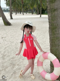 Bộ liền cộc tay bé gái hồng