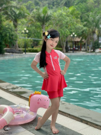 Bộ liền cộc tay bé gái hồng