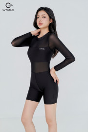 Bộ liền tay dài đen phối lưới