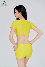 Bikini cạp cao áo croptop vàng