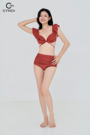 Bikini cạp cao áo cánh tiên nâu đất