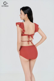 Bikini cạp cao áo cánh tiên nâu đất