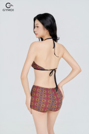 Bikini cạp cao áo yếm quần đùi thổ cẩm