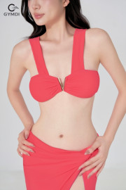 Bikini cạp thấp kèm chân váy cam