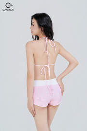 Bikini hai mảnh quần đùi caro hồng