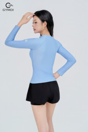 Bộ bơi dài tay quần đùi 2 lớp xanh phối đen 